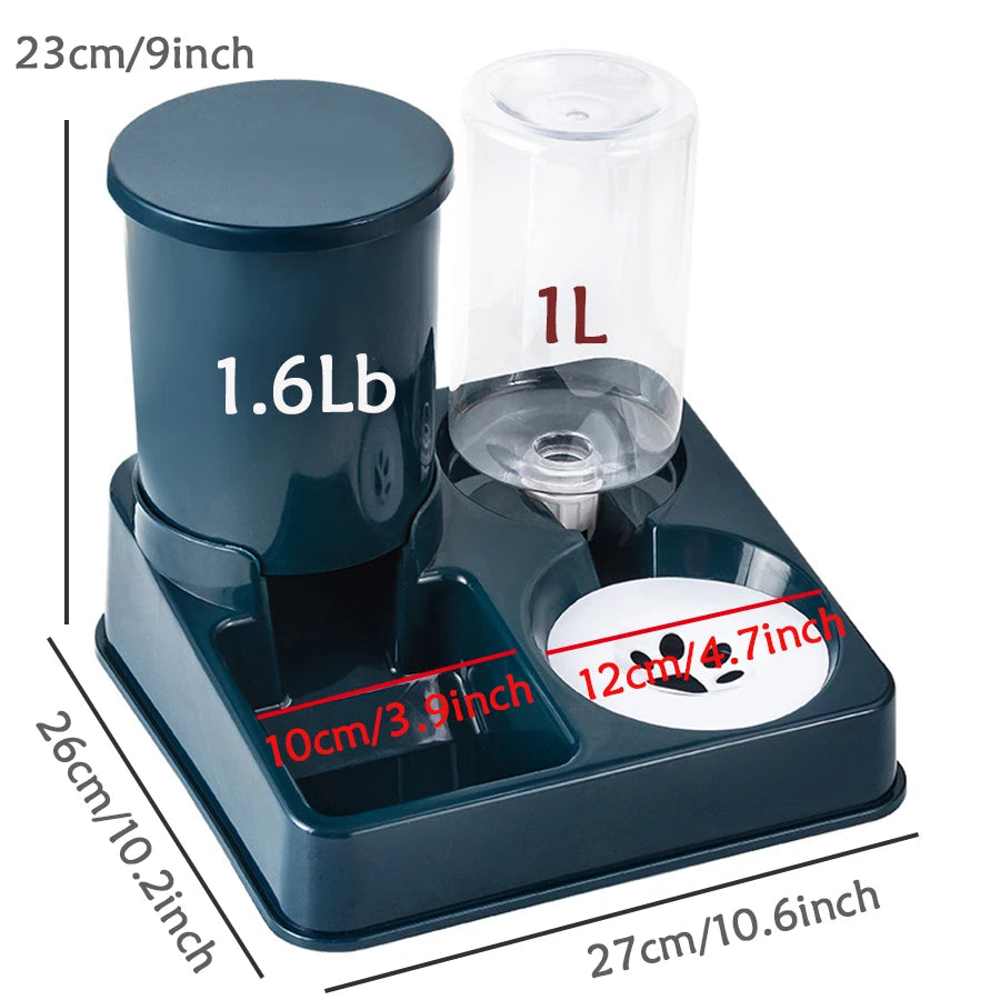 Automatic Cat Feeder Water Dispenser Set, 2 In 1 Tilted Automatic Pet Food And Water