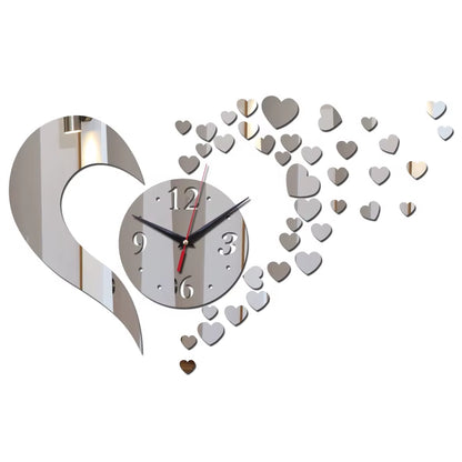 Nordic Creative DIY Wall Quartz Clocks Acrylic Material Europe Style Hearts Decoration Watches for Living Room Mirror Sticker