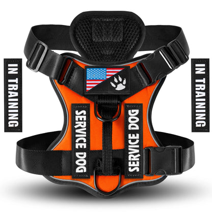 Service Dog Harness, Reflective Dog Vest Harness with 5 PCS Patches, Adjustable