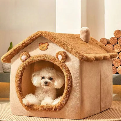 All Seasons Warm Washable Cat Dog House Indoor Soft Removable Cushion Pet Bed