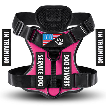 Service Dog Harness, Reflective Dog Vest Harness with 5 PCS Patches, Adjustable