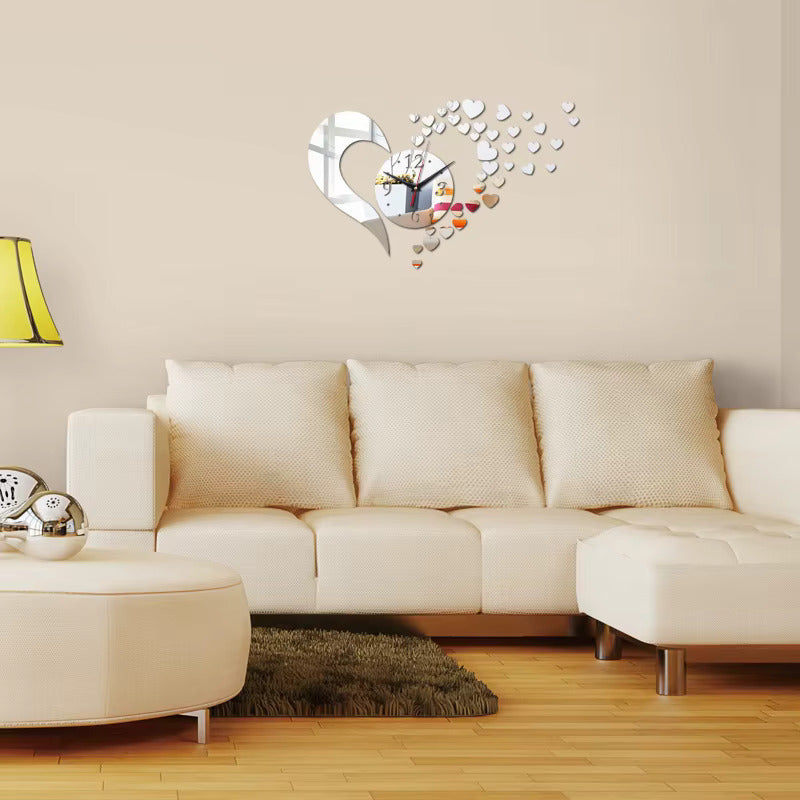 Nordic Creative DIY Wall Quartz Clocks Acrylic Material Europe Style Hearts Decoration Watches for Living Room 