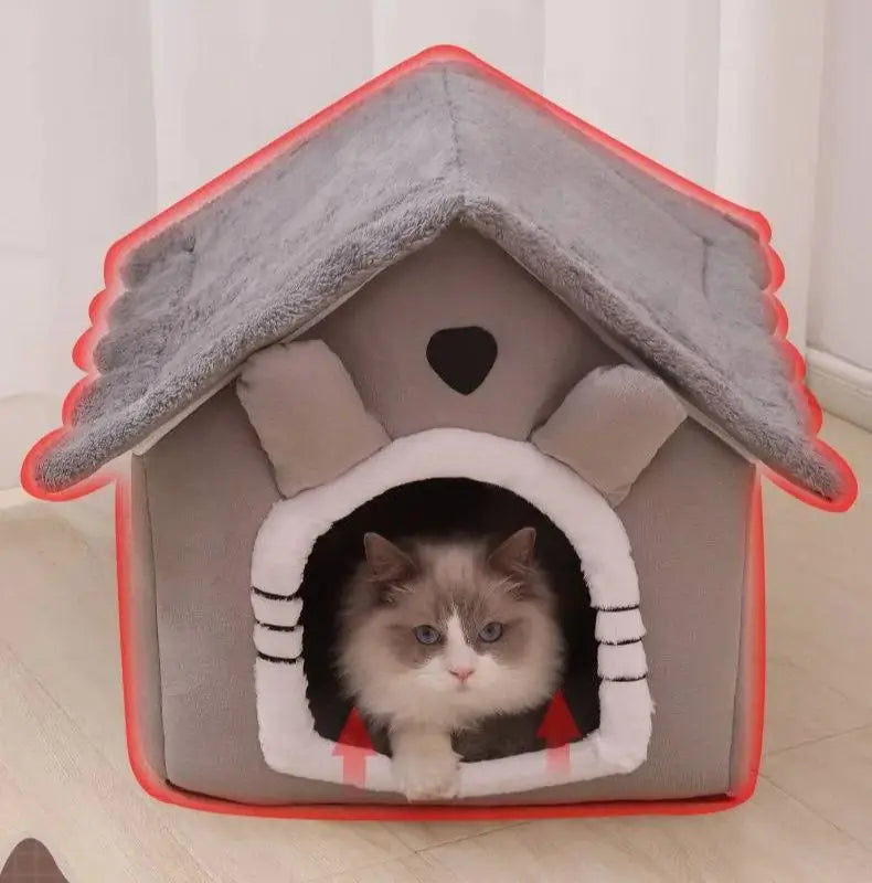 All Seasons Warm Washable Cat Dog House Indoor Soft Removable Cushion Pet Bed