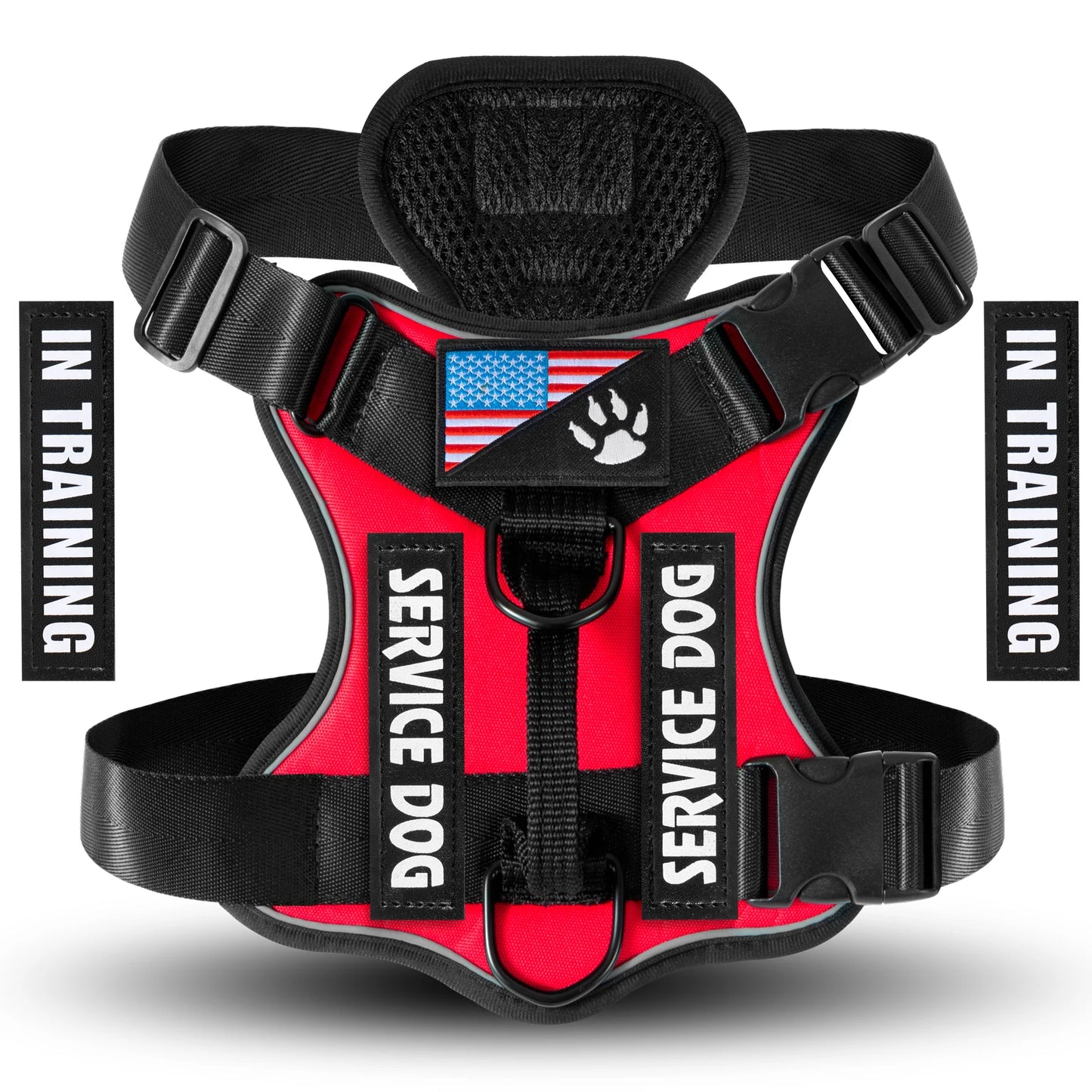 Service Dog Harness, Reflective Dog Vest Harness with 5 PCS Patches, Adjustable
