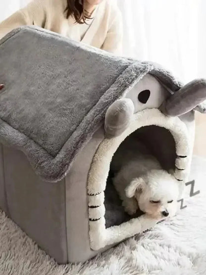 All Seasons Warm Washable Cat Dog House Indoor Soft Removable Cushion Pet Bed
