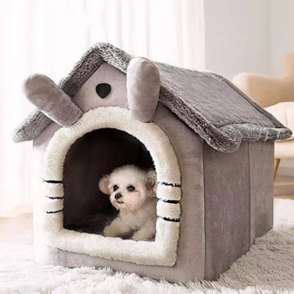 All Seasons Warm Washable Cat Dog House Indoor Soft Removable Cushion Pet Bed
