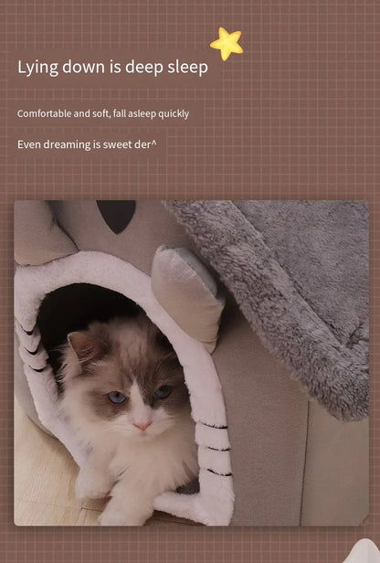 All Seasons Warm Washable Cat Dog House Indoor Soft Removable Cushion Pet Bed
