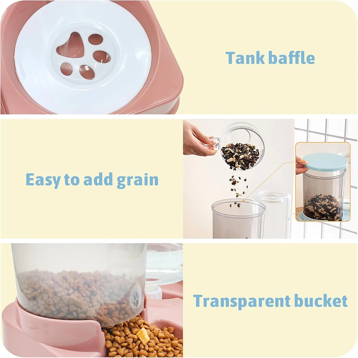 Automatic Cat Feeder Water Dispenser Set, 2 In 1 Tilted Automatic Pet Food And Water