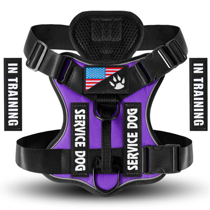 Service Dog Harness, Reflective Dog Vest Harness with 5 PCS Patches, Adjustable