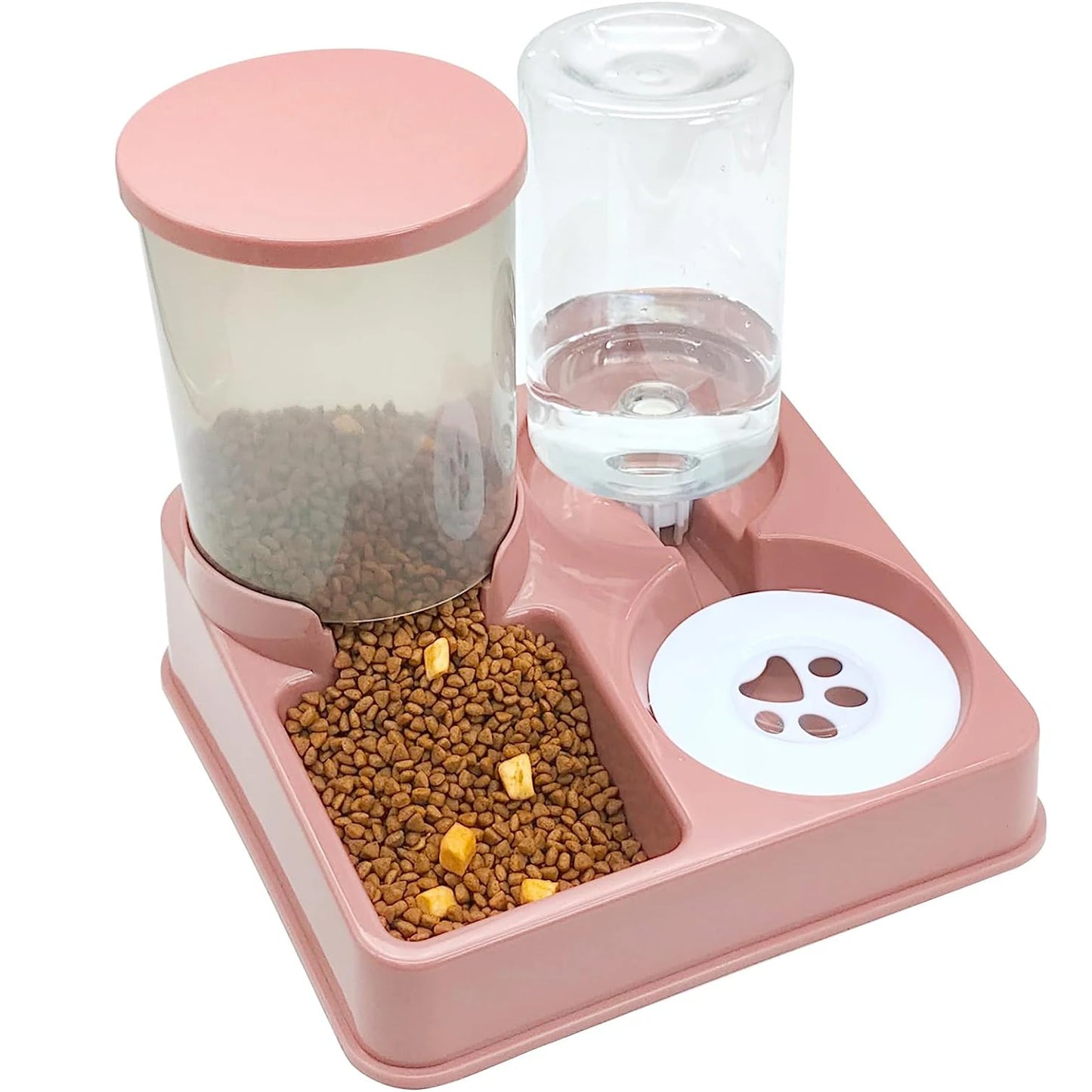 Automatic Cat Feeder Water Dispenser Set, 2 In 1 Tilted Automatic Pet Food And Water