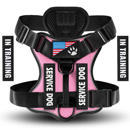 Service Dog Harness, Reflective Dog Vest Harness with 5 PCS Patches, Adjustable