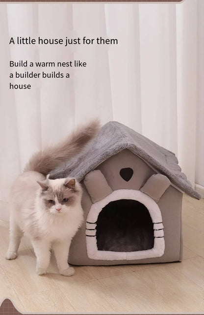 All Seasons Warm Washable Cat Dog House Indoor Soft Removable Cushion Pet Bed