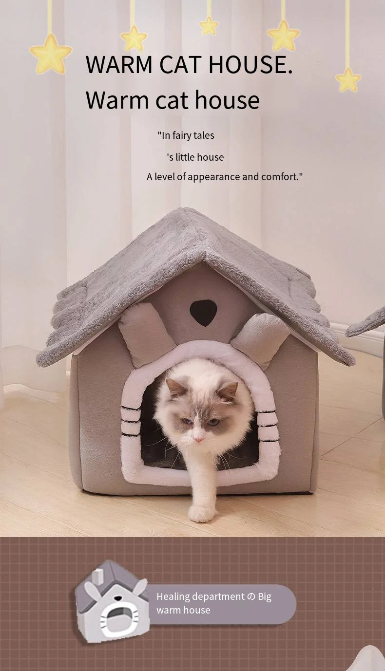 All Seasons Warm Washable Cat Dog House Indoor Soft Removable Cushion Pet Bed