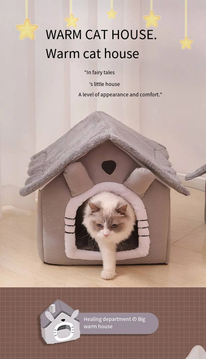 All Seasons Warm Washable Cat Dog House Indoor Soft Removable Cushion Pet Bed