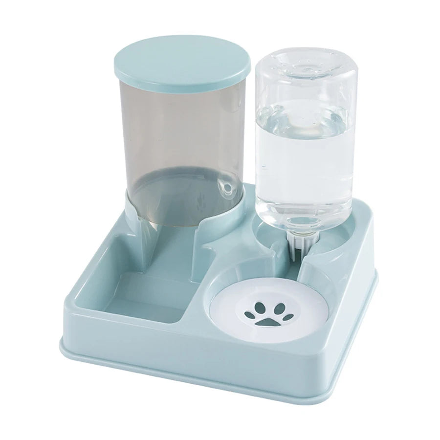 Automatic Cat Feeder Water Dispenser Set, 2 In 1 Tilted Automatic Pet Food And Water