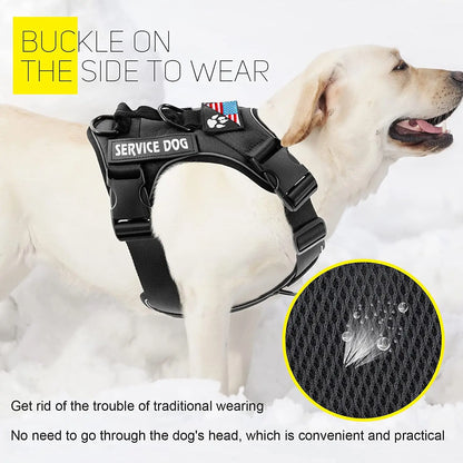 Service Dog Harness, Reflective Dog Vest Harness with 5 PCS Patches, Adjustable
